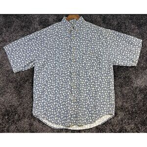 Vintage Bugle Boy Company Mens L‎ Shells Starfish Button Down Short Sleeve Shirt